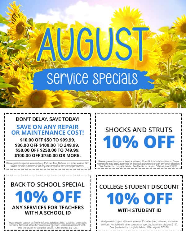 August Service Specials