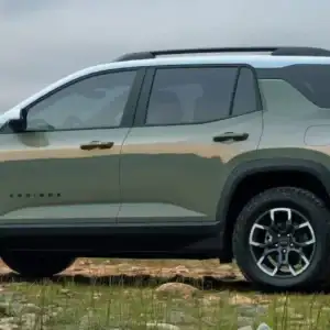 2026 Chevrolet Equinox Cacti Green with Summit White roof parked off road
