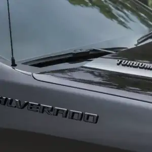 2026 Chevrolet Silverado 1500 Closeup of Turbomax and Silverado Emblems