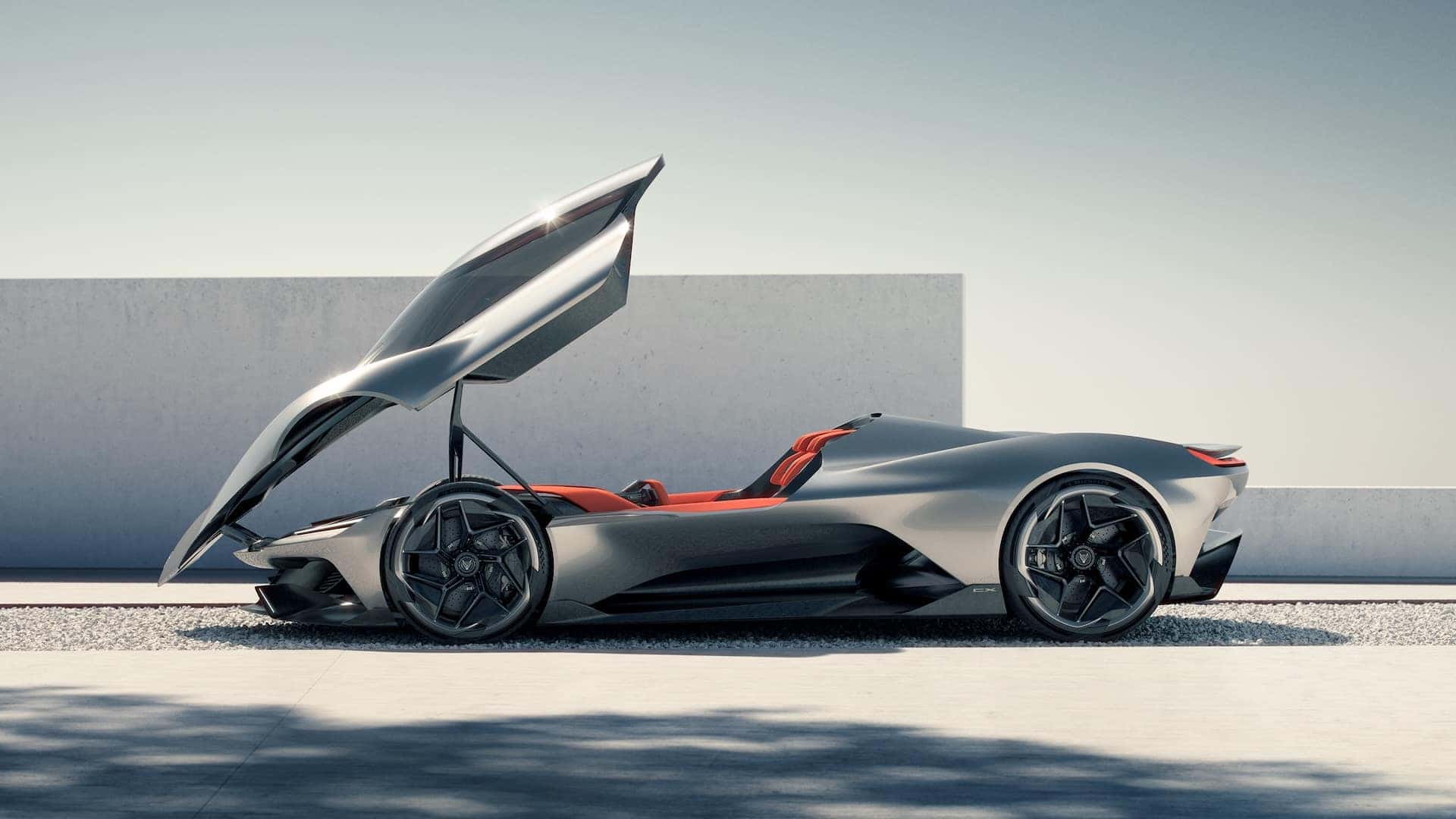 Side view of Corvette CX with canopy open. Concept vehicle shown. Not available for sale.