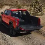 2026 Chevrolet Silverado EV Trail Boss view of the truck bed while off roading
