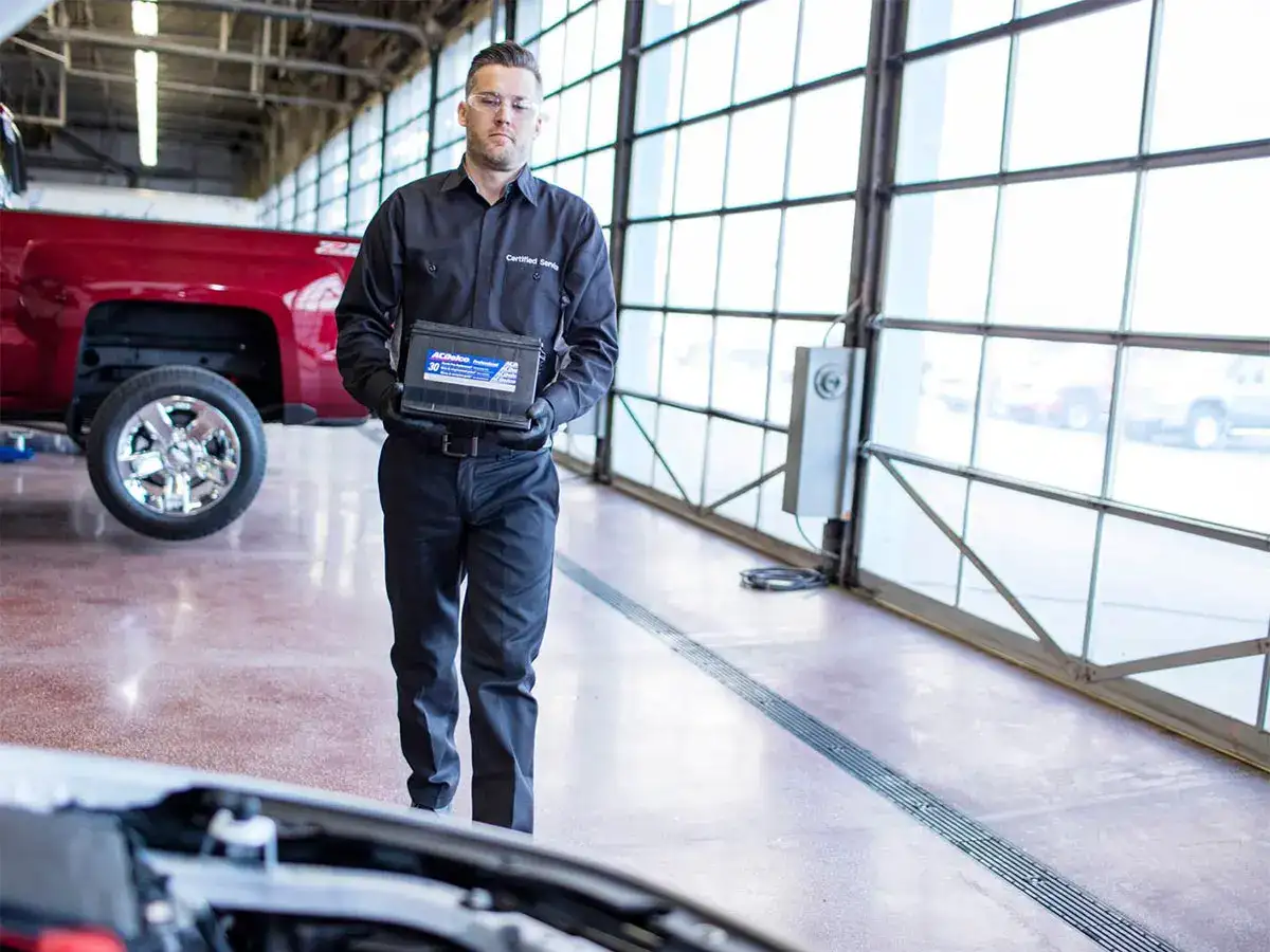 Chevrolet ACDelco Battery being replaced in a shop