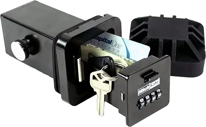 Hitch Safe with items inside