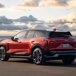 2026 Chevrolet Blazer EV SS Radiant Red Tintcoat with Black roof parked