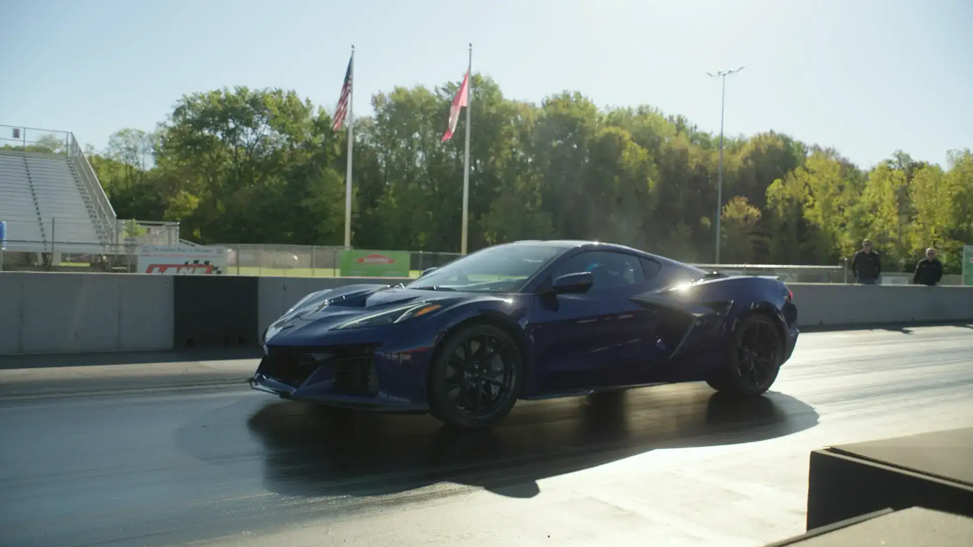 Front view of the Corvette ZR1X on a drag strip