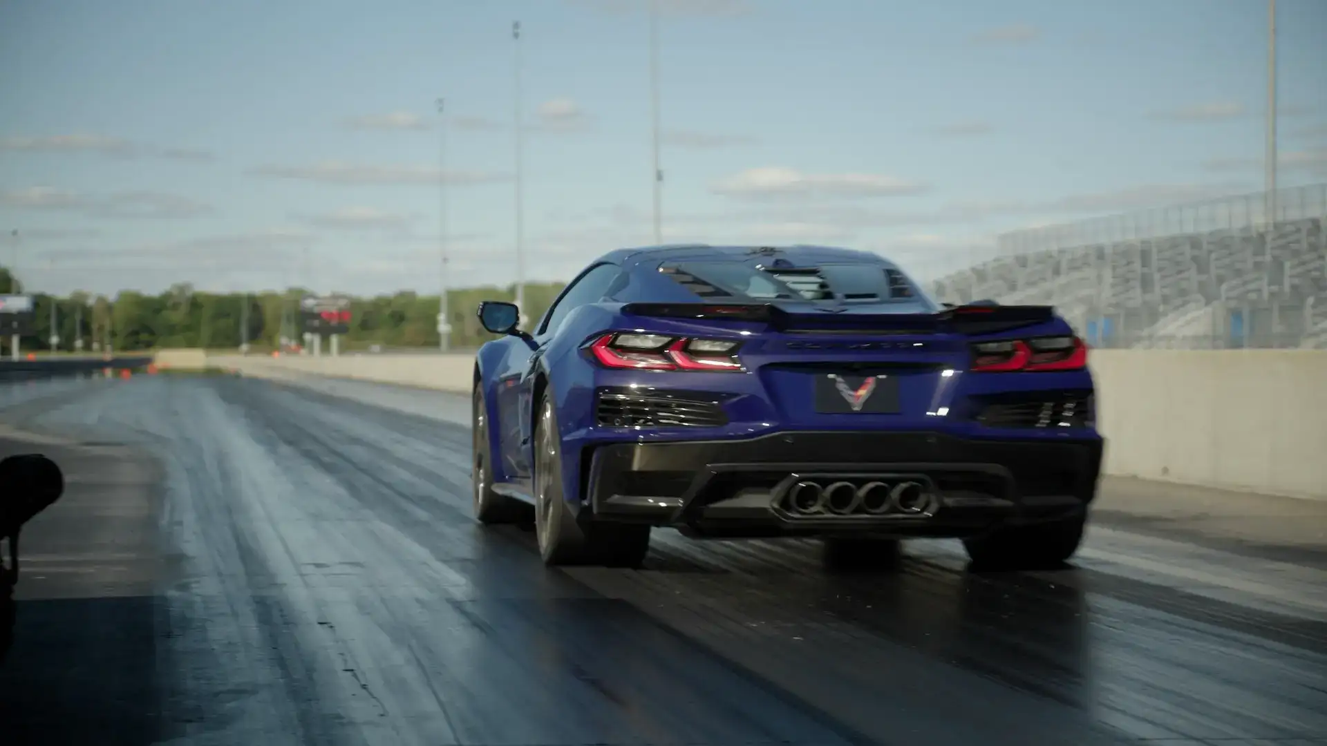 Rear view of the Corvette ZR1X on a drag strip