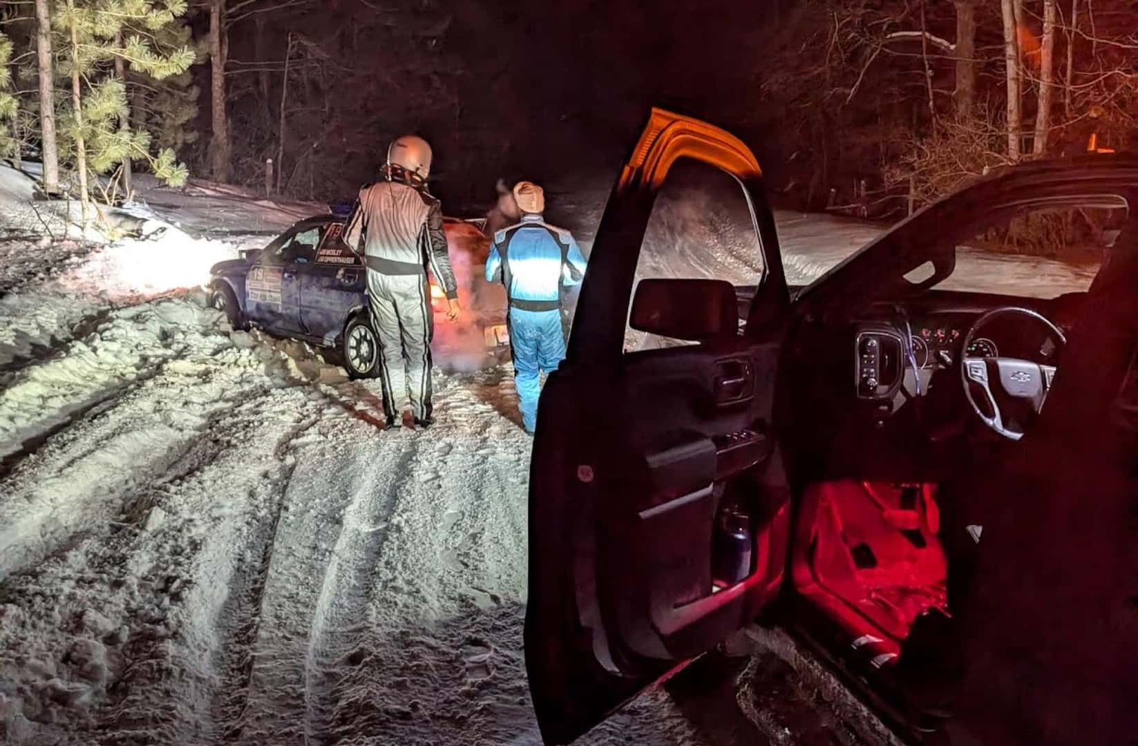 Chevrolet Silverado HD ZR2 assisting rally car