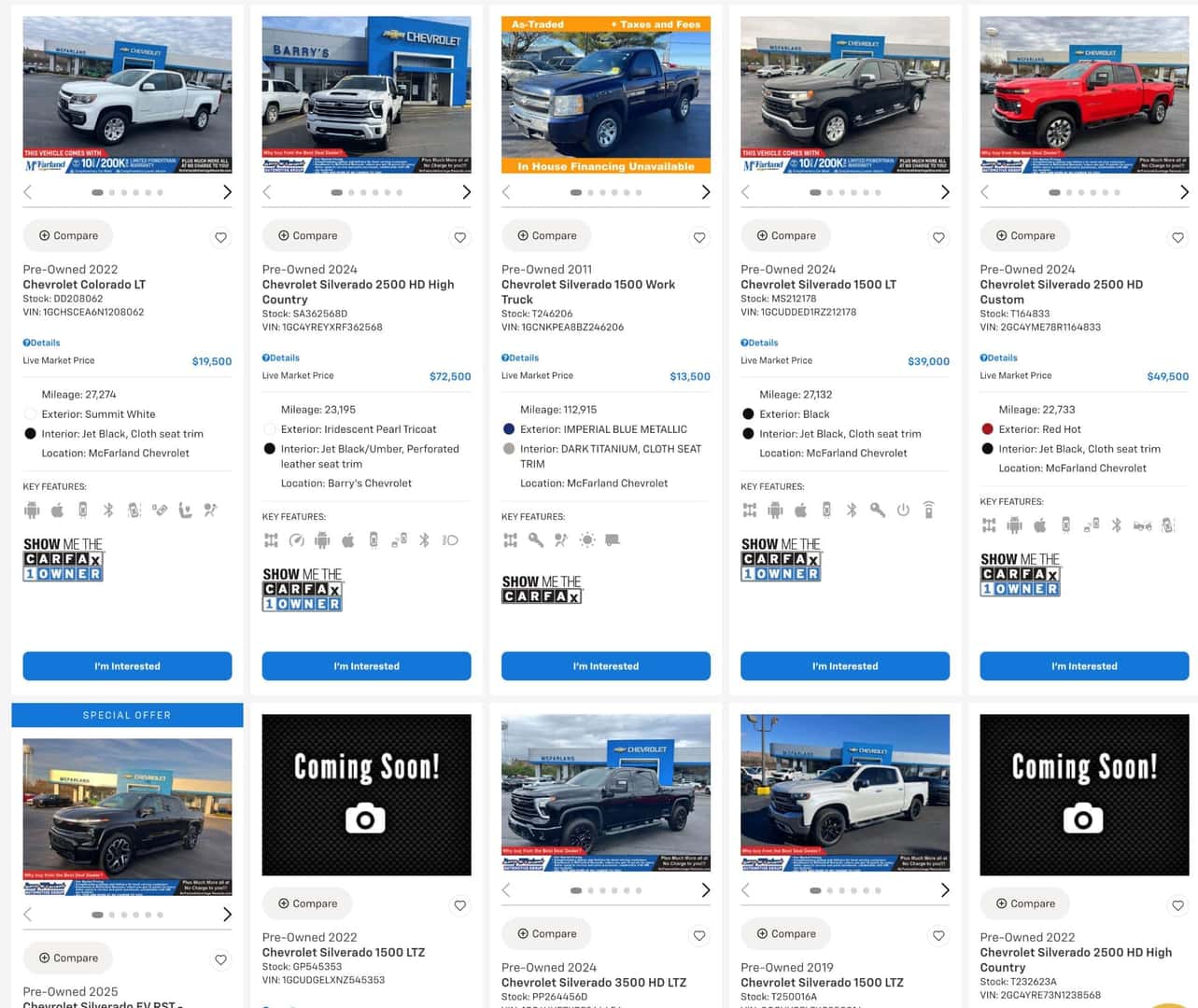 An Expansive Inventory Sample Of The Multiple Pickup Trucks In The Barry Chevrolet Store