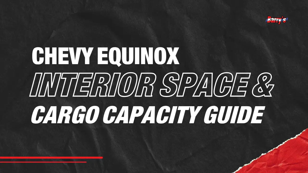 A 2026 Equinox with the liftgate open and the cargo area loaded with family gear, on Barry's West Union lot.