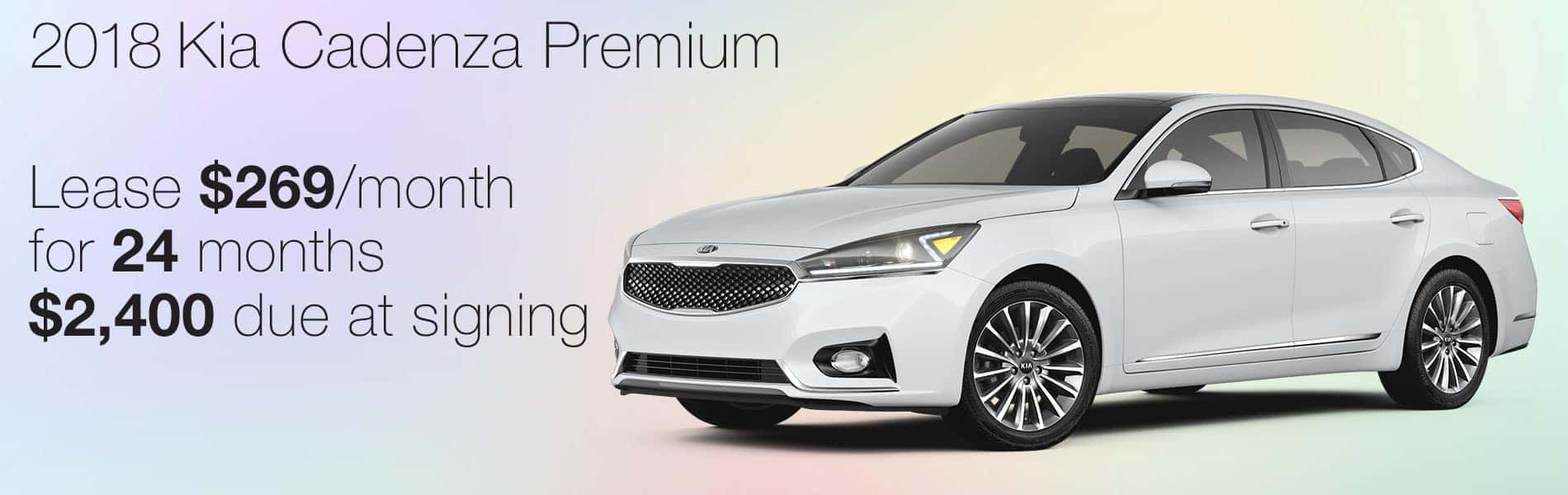 Lease a 2018 Kia Cadenza Premium for $269 per month with $2,400 due at signing