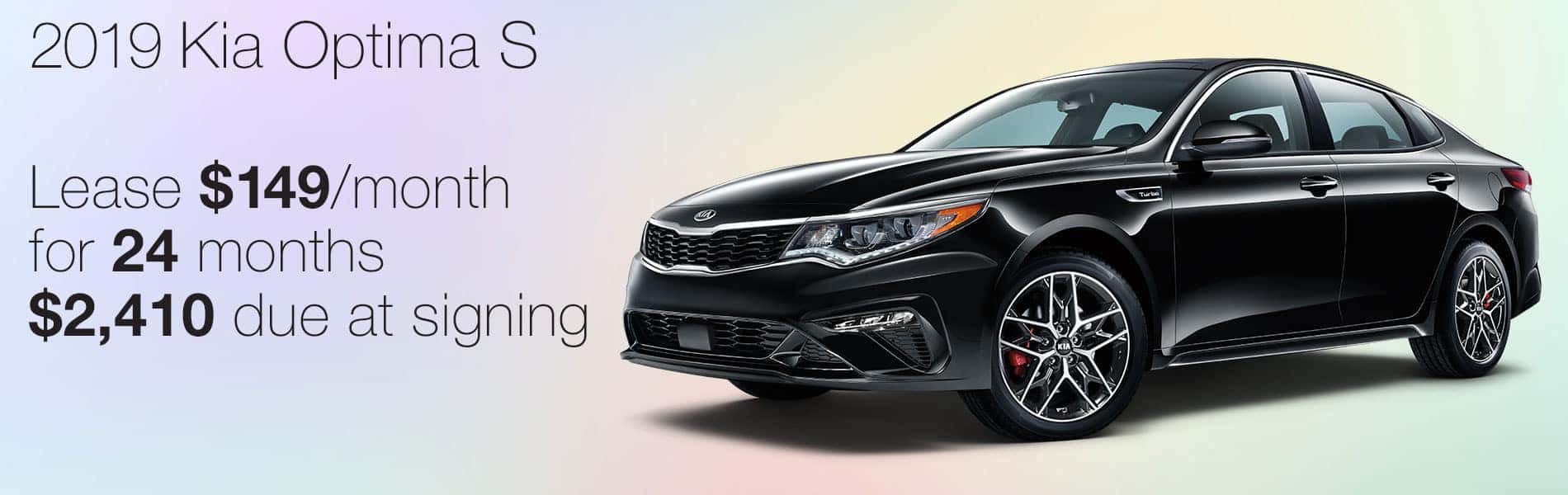 Lease a 2019 Kia Optima S for $149 per month with $2,410 due at signing