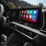 The Kia interior's touchscreen display