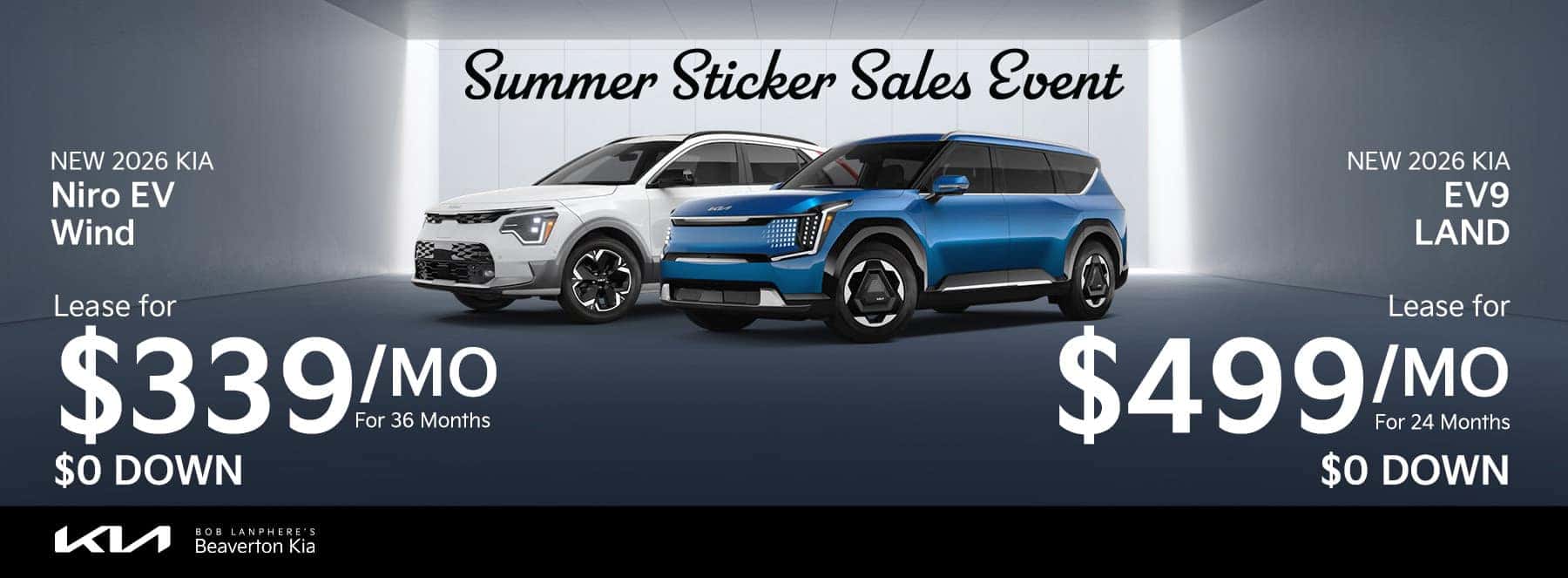 Lease a Kia Niro EV for 339 or EV9 Land for 499 with zero down