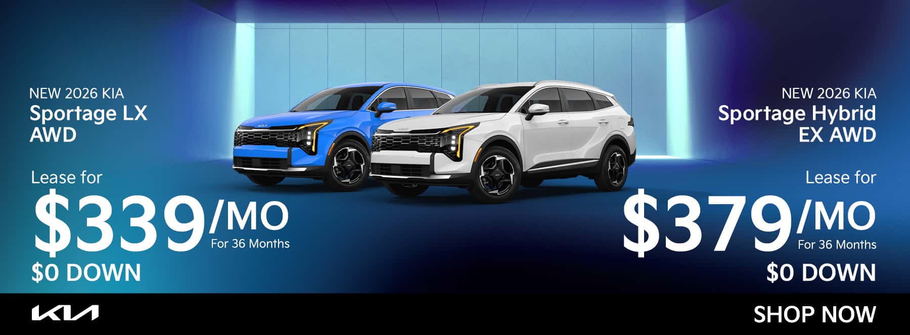 sportage LX AWD for three thirty nine a month or Sportage Hybrid EX AWD for three seventy nine a month