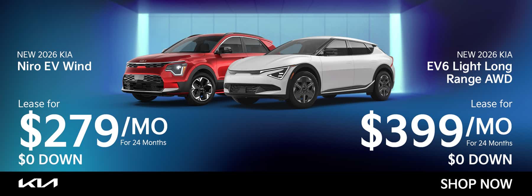 Niro EV for two seventy nine a month and ev6 for three ninety nine a month