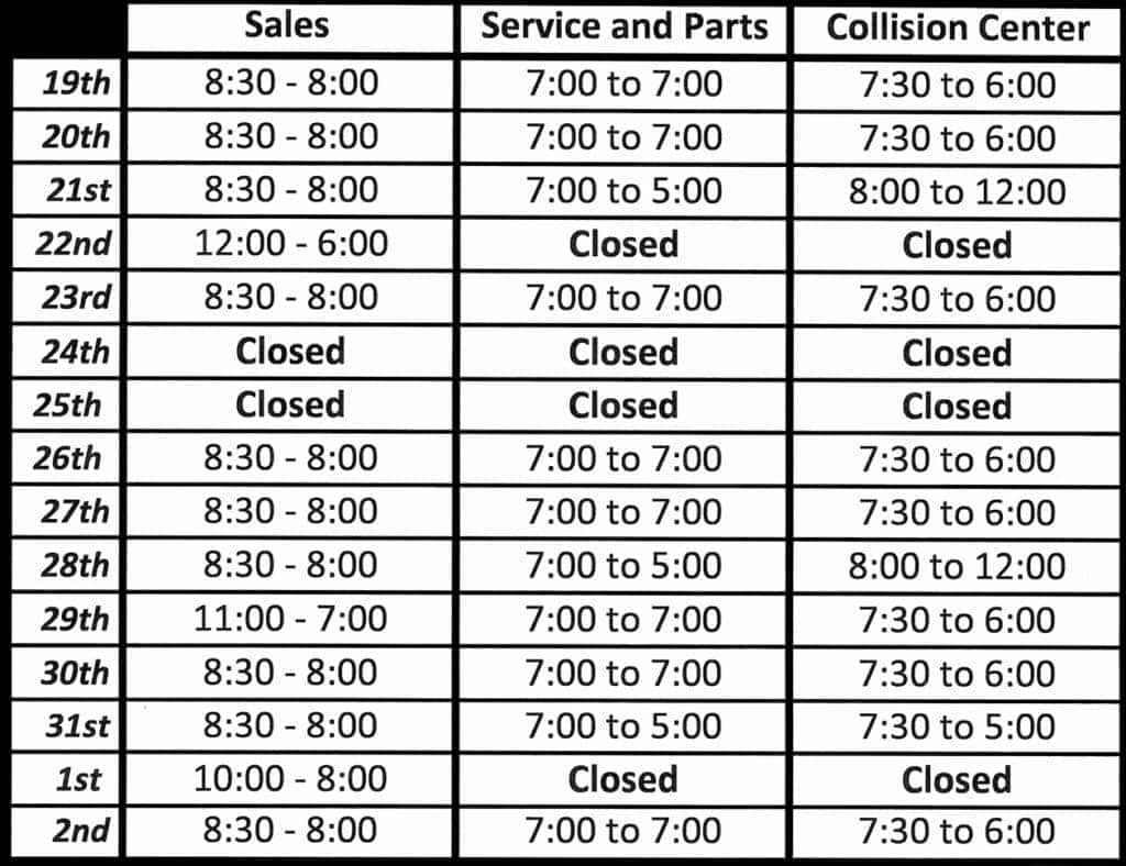 Beaver Toyota Holiday Hours Beaver Toyota of Cumming