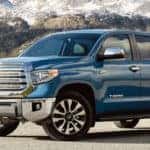 blue 2020 toyota tundra parked near moutains