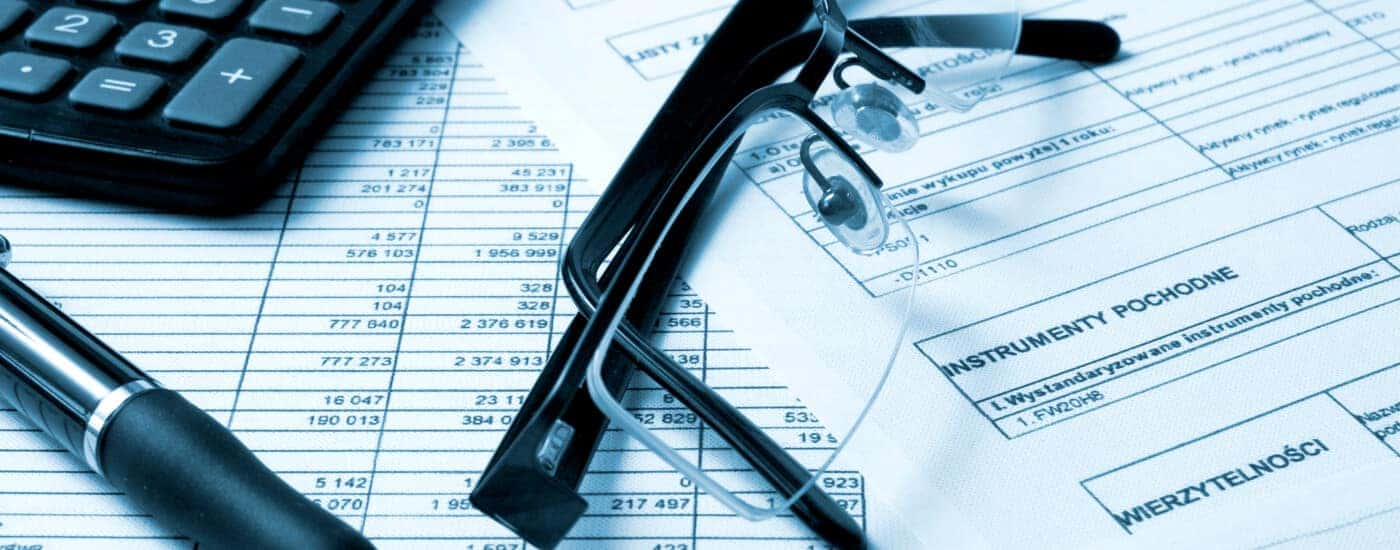 Car Finance Paperwork with glasses