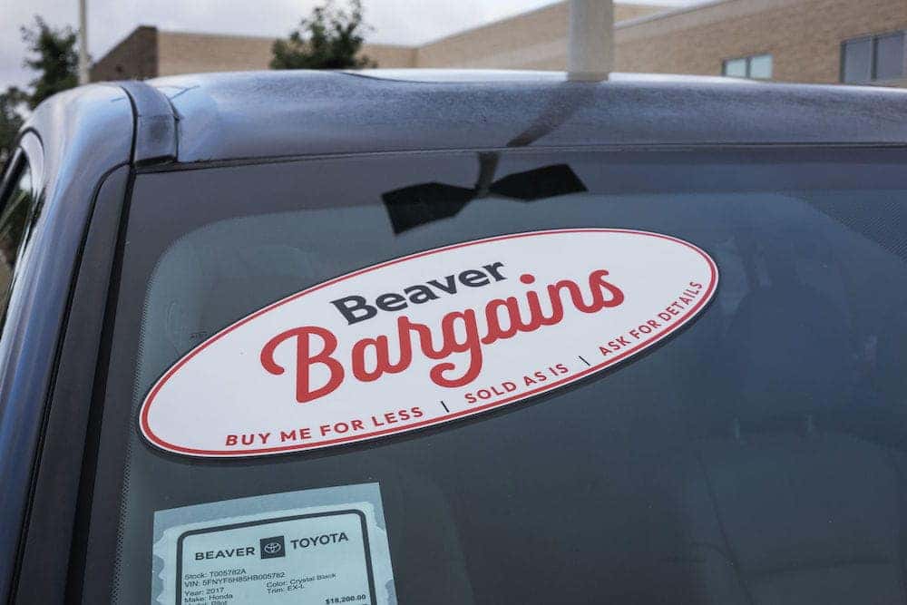Why Buy Used from Beaver Toyota Beaver Bargains sticker