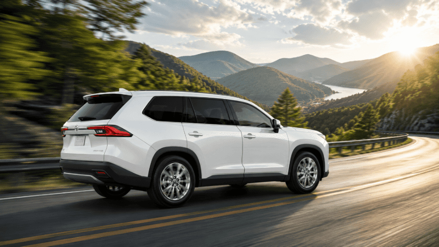 Toyota Highlander SUV on a golden mountain drive