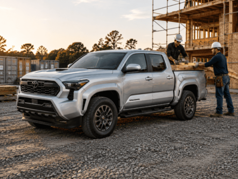 Toyota Tacoma at a construction site