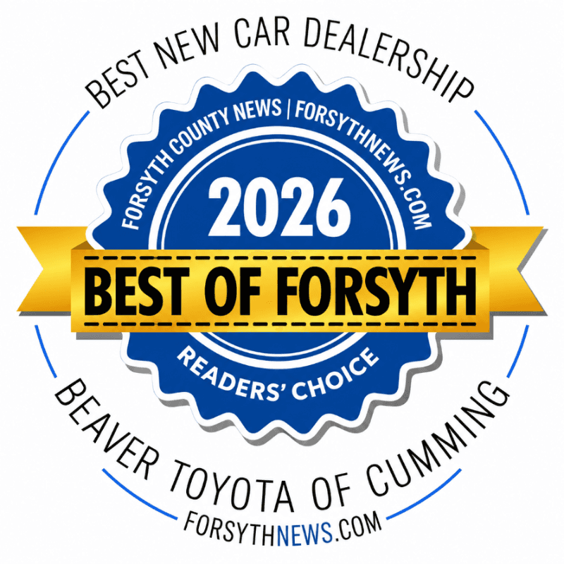 2026 Best of Forsyth Readers' Choice Best New Car Dealership award for Beaver Toyota of Cumming