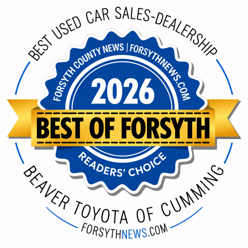 2026 Best of Forsyth Readers' Choice Best Used Car Sales Dealership award for Beaver Toyota of Cumming