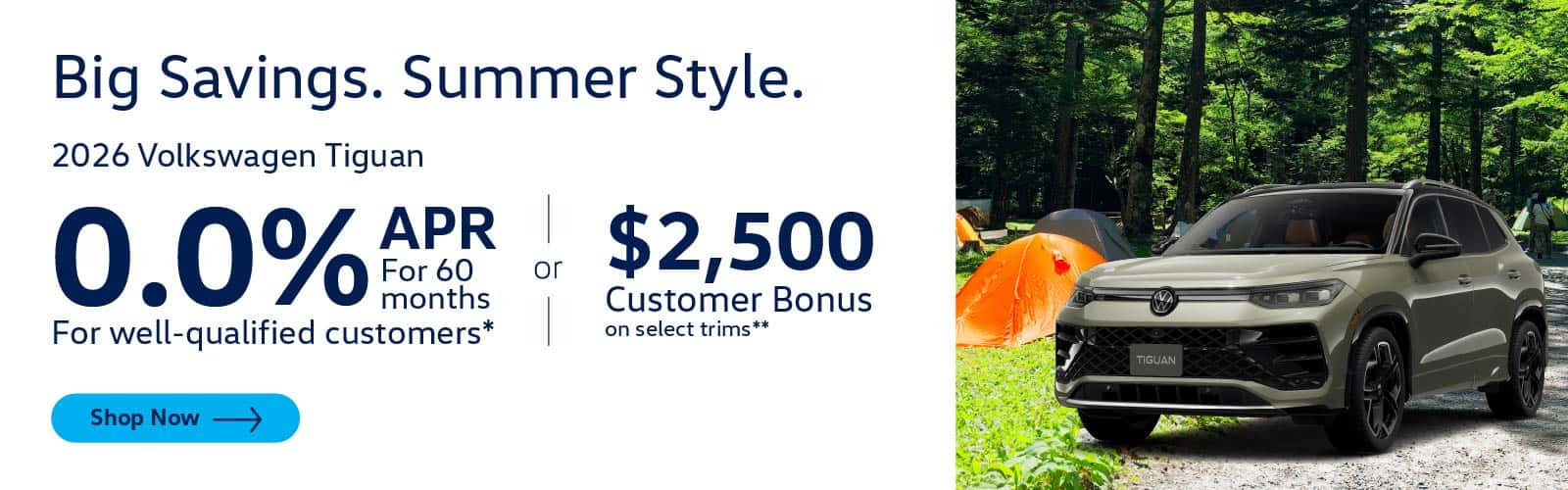 0% APR available on new 2026 Tiguan