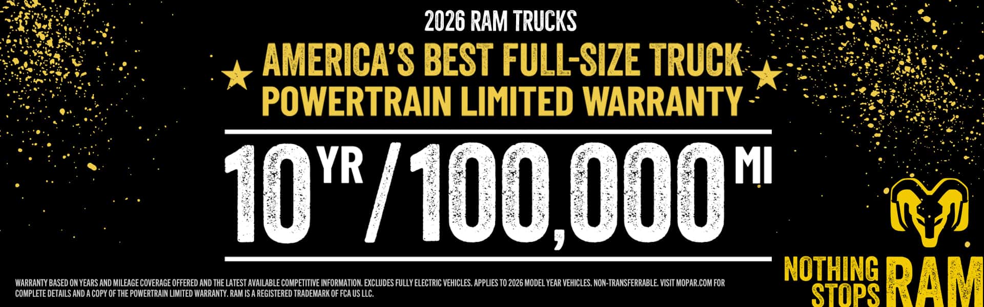 2026 RAM Trucks America's Best Full Size Truck Powertrain limited warranty 10 yr/100,000 mile