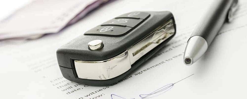 Key fob on forms with pen