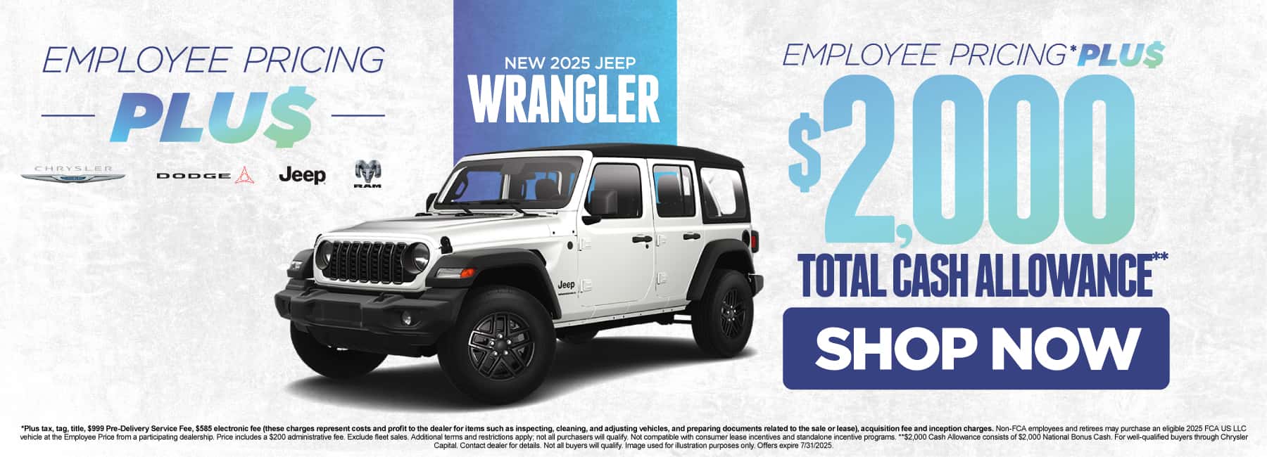 New 2025 Jeep Wrangler Get Employee Pricing PLUS* + $2,000 Total Cash Allowance**