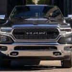2019 RAM 1500 pulling out of city alley front view