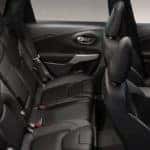 Top view inside Jeep Cherokee interior with black seating