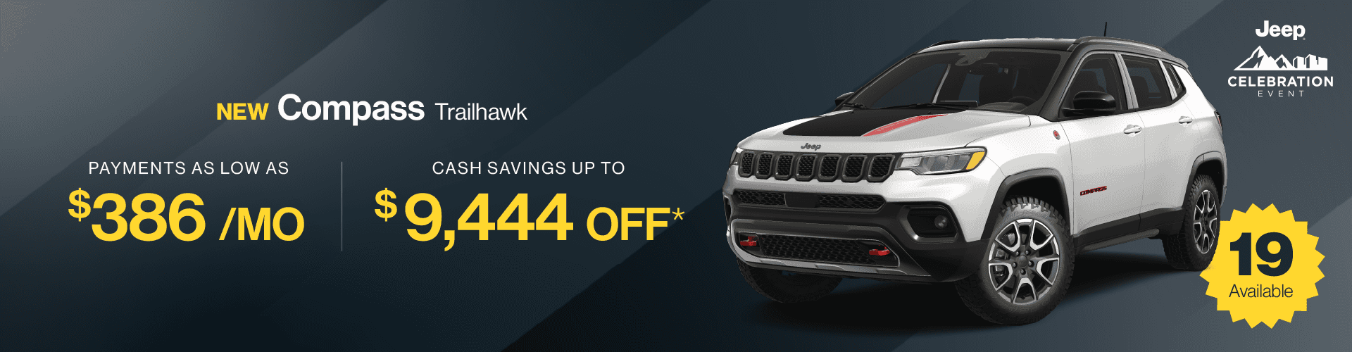 2024 Compass Trailhawk : Payments as low as $386 per month - Cash savings up to up to $9,444 off -
