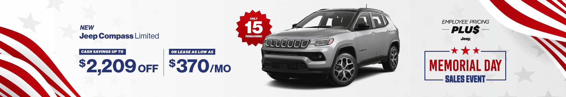 2025 Jeep Compass Limited : Cash savings up to up to $2209 in cash savings - Payments as low as $370 per month -
