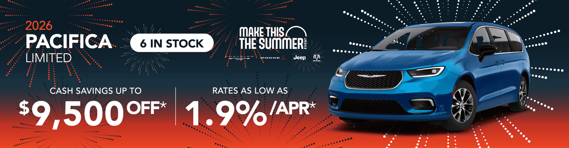 2026 Pacifica Limited : Cash savings up to up to 9,500 off - Rates as low as 1.9% APR