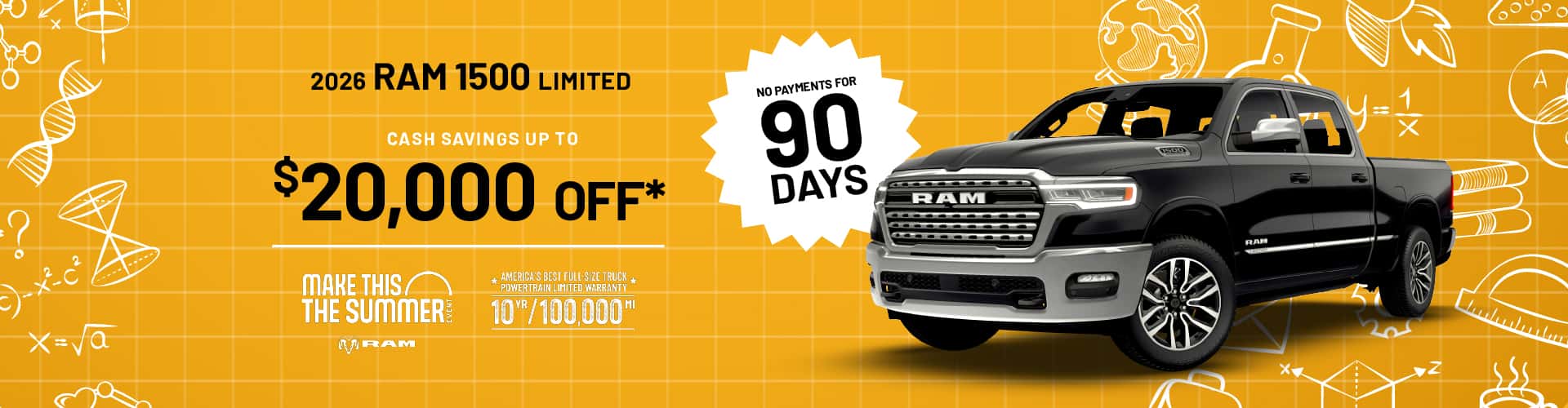 2026 Ram 1500 Limited : Cash savings up to up to $20,000 - -