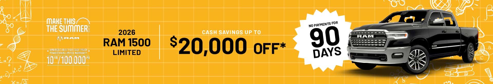 2026 Ram 1500 Limited : Cash savings up to up to $20,000 - -