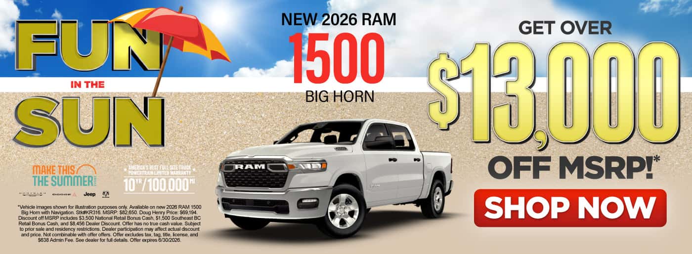 New 2026 RAM 1500 Big Horn Get Over $13,000 Off MSRP!*