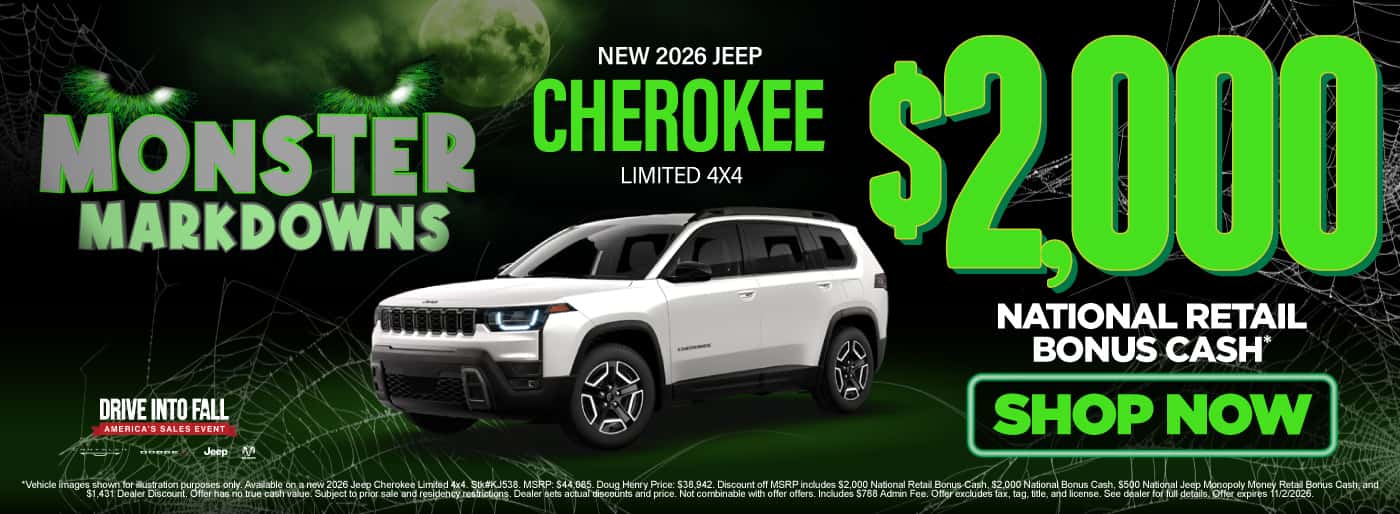 New 2026 Jeep Cherokee Limited 4x4 $2,000 National Retail Bonus Cash*