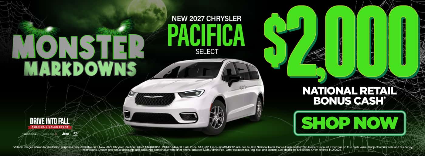 New 2027 Chrysler Pacifica Select $2,000 National Retail Bonus Cash*