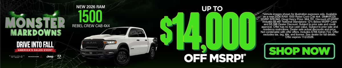 New 2026 RAM 1500 Rebel Crew Cab 4x4 Up To $14,000 Off MSRP!*