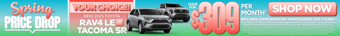 2025 Rav4 LE or 2025 Tacoma SR 