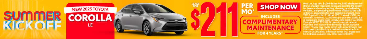 New 2025 Toyota Corolla LE Lease for $211 Per month*