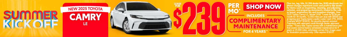 New 2025 Toyota Camry LE Lease for $239 Per month*