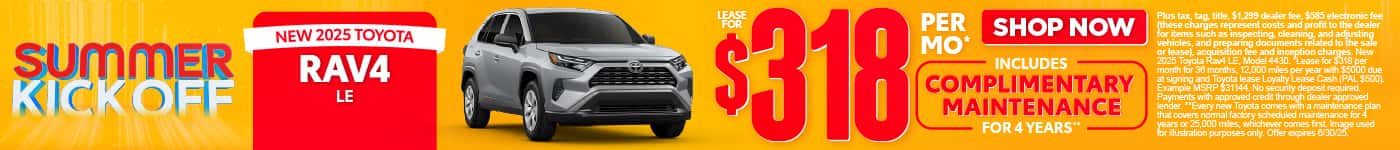 New 2025 Toyota Rav4 LE Lease for $318 Per month*