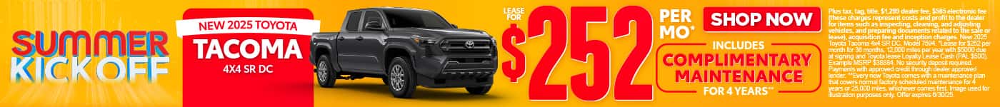 New 2025 Toyota Tacoma 4x4 SR DC Lease for $252 Per month*