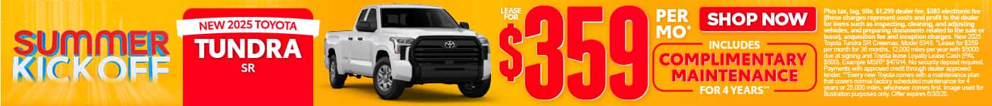 New 2025 Toyota Tundra SR Lease for $359 Per month*