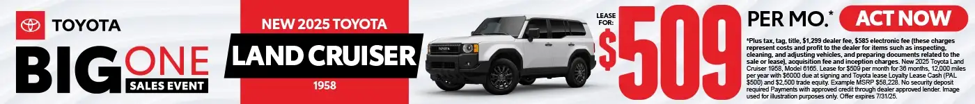 New 2025 Toyota Land Cruiser 1958 Lease for $509 Per Month*