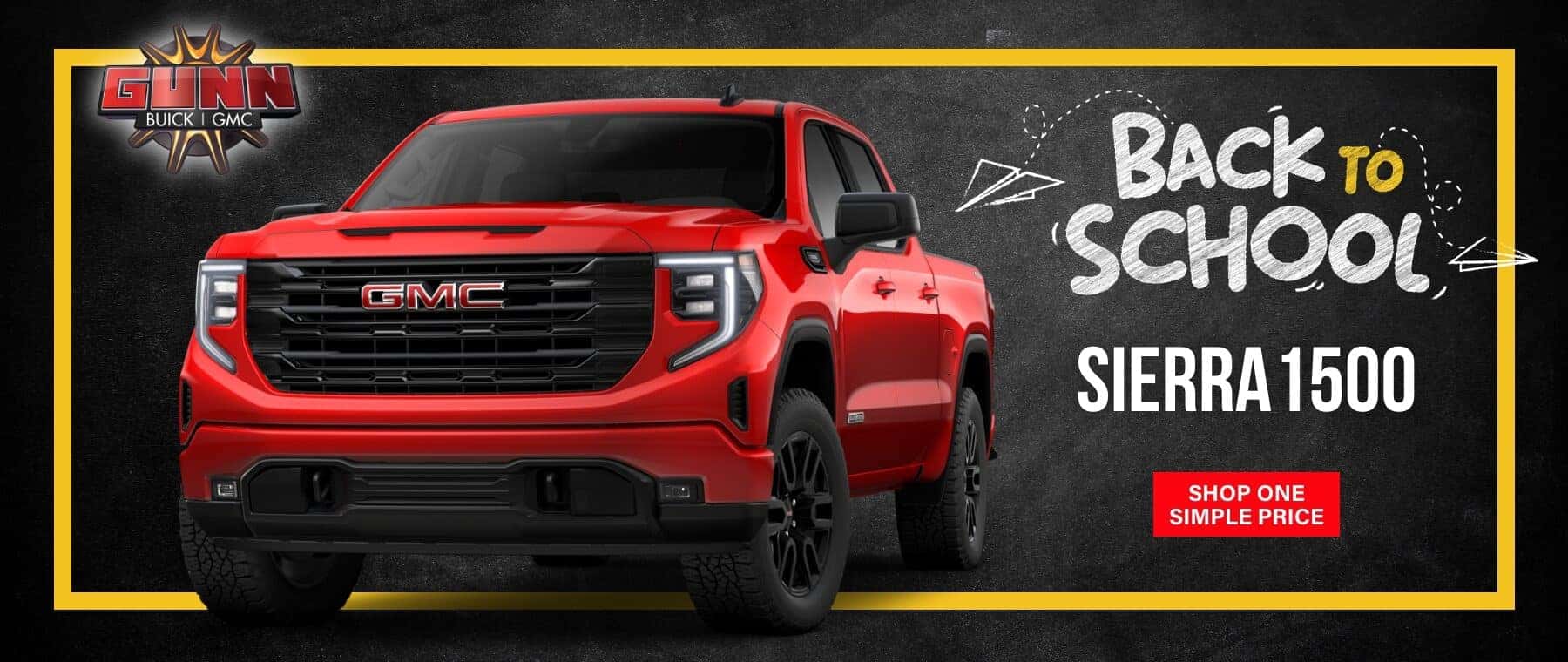 Gunn BGMC Sierra 1500 August sales banner